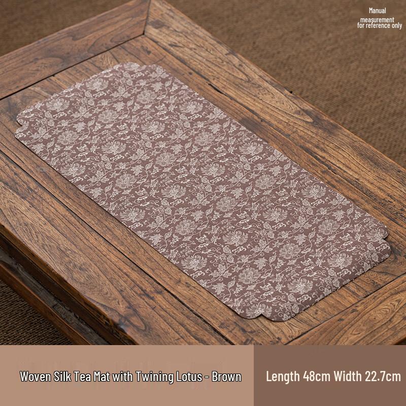 Zen Intertwined Lotus Brocade Tea Mat