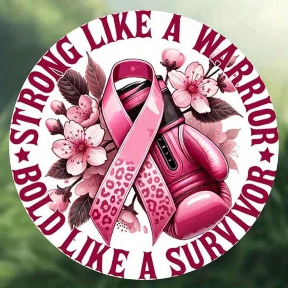Strong Breast Cancer Awareness Metal Sign Pink Ribbon Boxing Glove Design Meaningful Wall Decor Home Bar Bedroom Man Cave