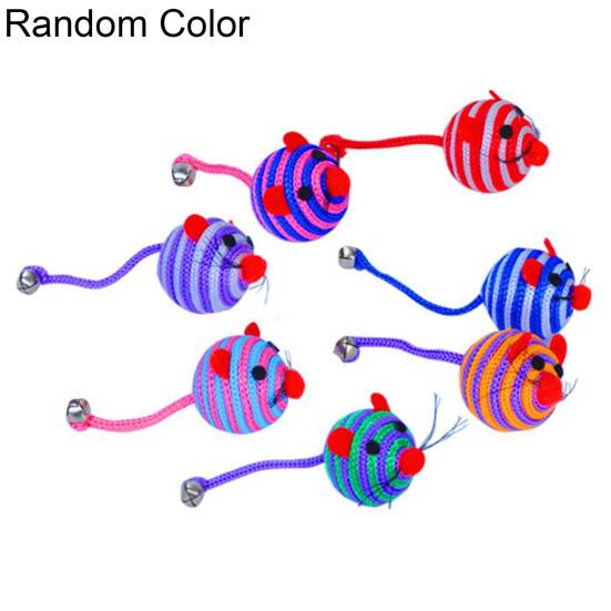 Ball Toy Cartoon Stripe Pet Supplies Nylon Rope Round Ball Mouse Long Tail Toy for Cat