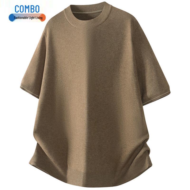 

Men s Round Neck Short Sleeve Wool Blend Knit Sweater 3XL