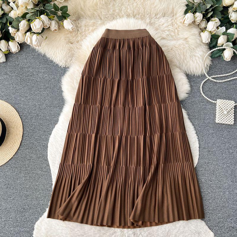 

Knitting Autumn and Winter Wild Drape Loose-Fit Cover Skirt Brown One size