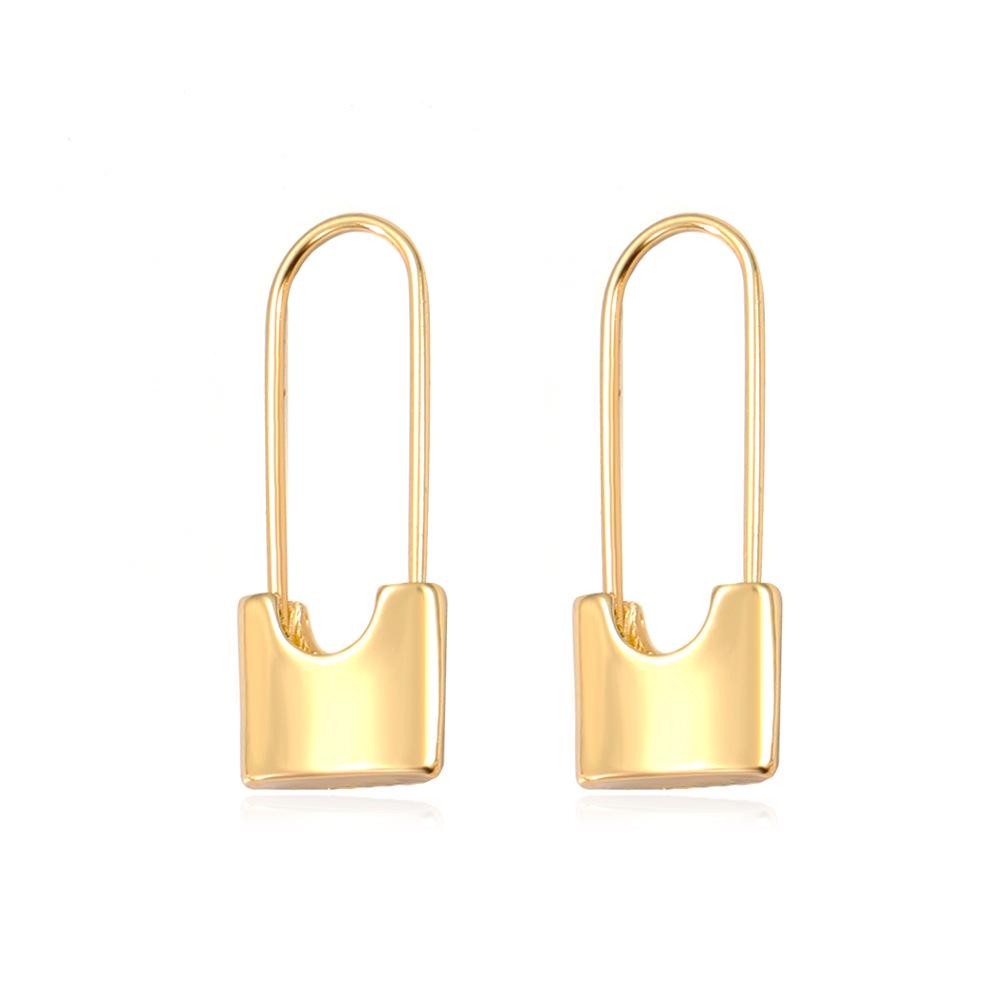 Korean Geometric Paperclip Stud Earrings: Fashion Metal Pin Jewelry for Women