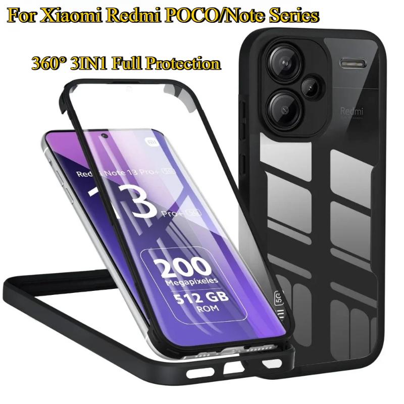 360 Full Protection Case for Note 14 13 Pro Plus 4G 5G POCO X6 F6 F5 M6 Pro C75 C65 Xiaomi 14T Pro 14 Ultra Redmi 14C 13C Cover