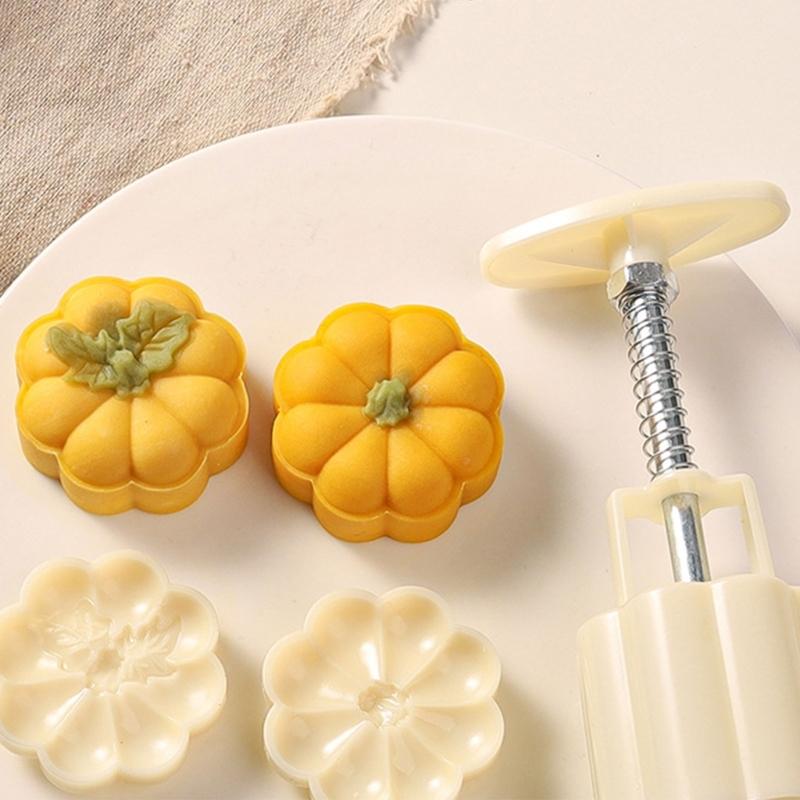 MidAutumn Festival Mooncake Makers Pumpkins Shape Moon Cake Mold Cookie Stamps DIY Hand Press Cookie Dessert Cutters