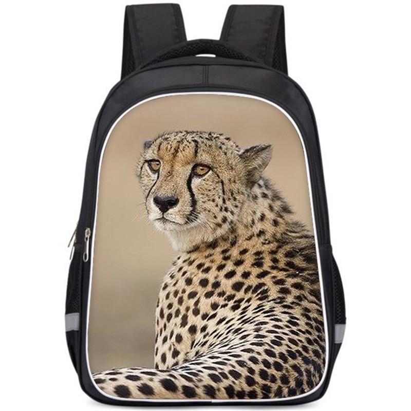 Large Capacity Lightweight Oxford Cloth Backpack For Kids School Leopard Print