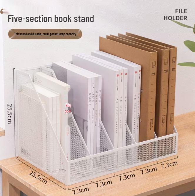 Metal Multi-Layer Vertical File Holder and Storage Rack for Office Desk