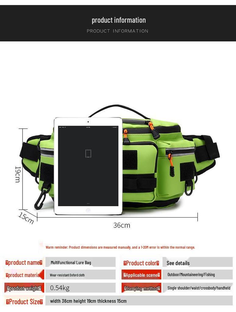 Men's Multifunctional Outdoor Cycling & Fishing Waist Bag - Expandable Crossbody Lure & Rod Storage Bag