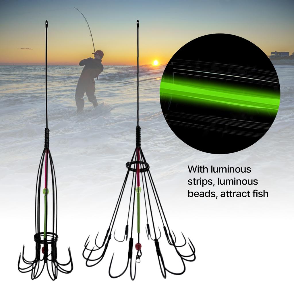 Squid Jigs Sea Fishing Octopus Hook Squid Umbrella Hook Fishing Bait Trap Feeder Cage Sharp Fishing Hook Catcher Tool