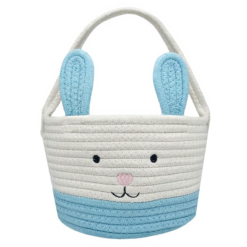 Easter Basket, Easter Bunny Baskets with Handle, Baby Gift Baskets, Egg Buckets Gifts Tote Bags Egg Hunt Basket for Kids, Boys, Girls, Toddler,