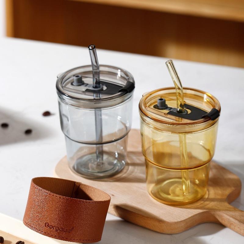 Bamboo Joint Glass Cup Heat-resistant Coffee Straw Cup Souvenir Gift Water Cup