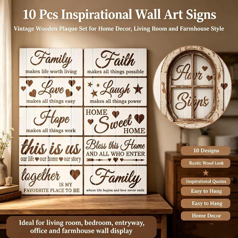 10Pcs Reusable Family Quote Stencils Pet Painting Templates For Wood Signs Wall Home Decor Diy Crafts
