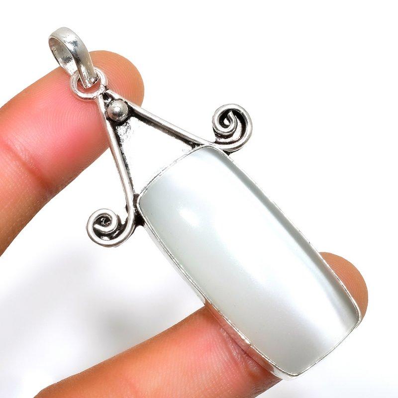 

Ювелирный кулон ручной работы с селенитом 925 пробы, посеребренный, 2,46 дюйма