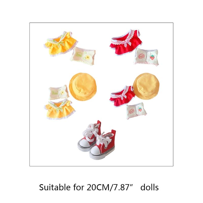 8in Barbi Doll’s Vest/Dress & Hat/Canvas Sneakers for Girls Dollhouse Role for Play Game DIY Toy Accessory Party Sup