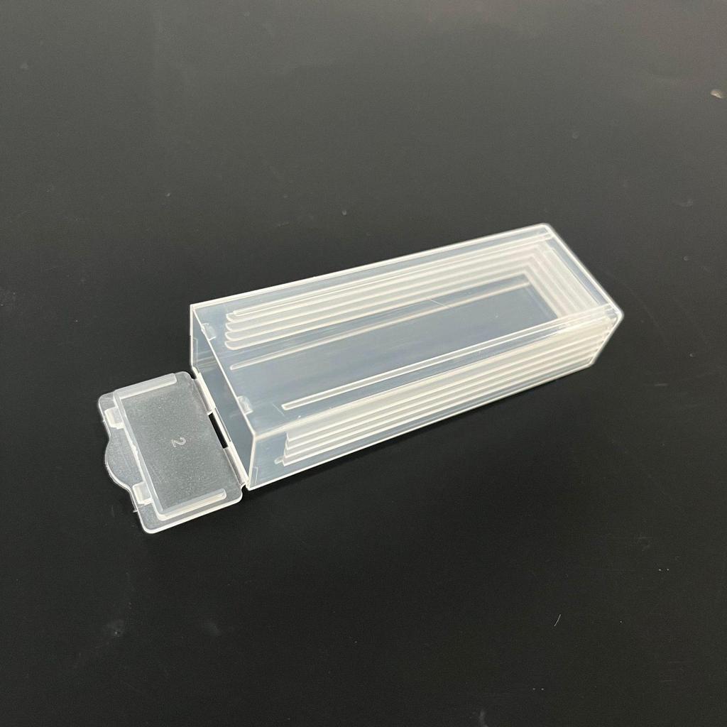 Plastic 5-Piece Slide Box for Pathology Slides, Transparent Storage Box with Mailing Clip