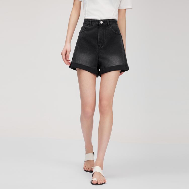 ELLE High-Waisted Simple Slimming Denim Shorts With Cuffed Design Women shorts EQ51159