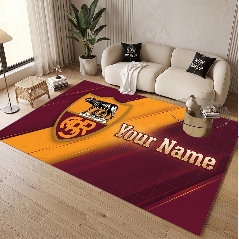 Personalized Crystal Velvet Carpet AS Roma FC Pattern Non Slip Floor Rug