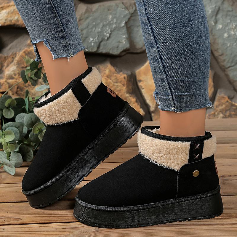 Women's Winter Plush Warm Snow Boots Outdoor Thick Sole Non Slip Cotton Padded Shoes Woman Fashion Faux Fur Platform Ankle Boots