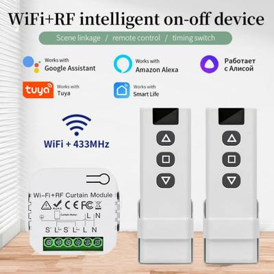 Tuya Smart WiFi Vorhang Schalter Blind Rollladen RF433MHz Fernbedienung Für Smart Leben App Unterstützung Google Home Alexa