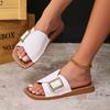Fashion Plus Size 2025 Summer New Open Toe Women’s Slippers Round Toe Buckle Sewing Flat with Slippers for Outdoor Daily & Casual Sandal