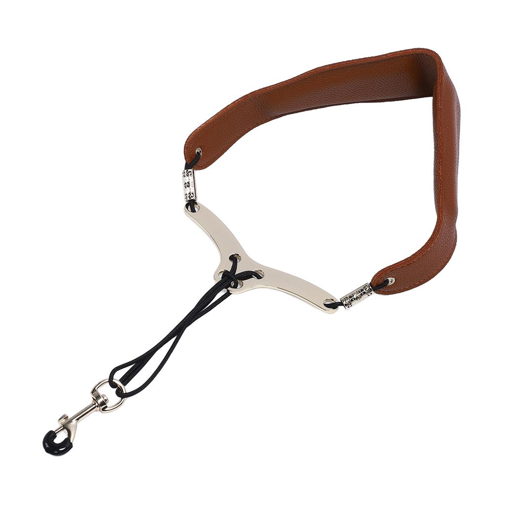 Saxophone Neck Strap for Alto Tenor Sax Breathable Adjustable Instrument Accessories with Metal Hook Coffee