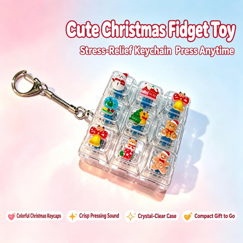 Portable Keychain Rgb 7 Color Gradient Anxiety Relief Fidget Clicker Crisp Clicking Christmas Themed Fidget For Stress