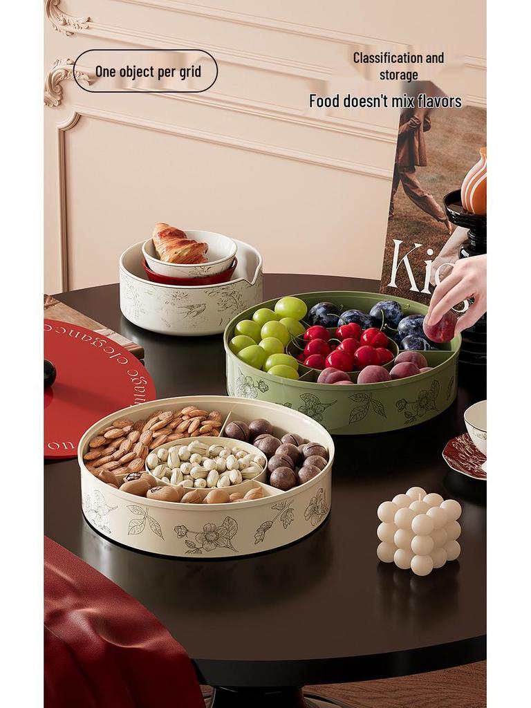 Retro Style Snack and Fruit Bowl - Large Capacity with Divided Sections for Home Decor