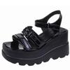 Summer Large Size Lolita Women's Shoes Metal Chain Love Harajuku ins Muffin Platform Wedge Heel Sandals