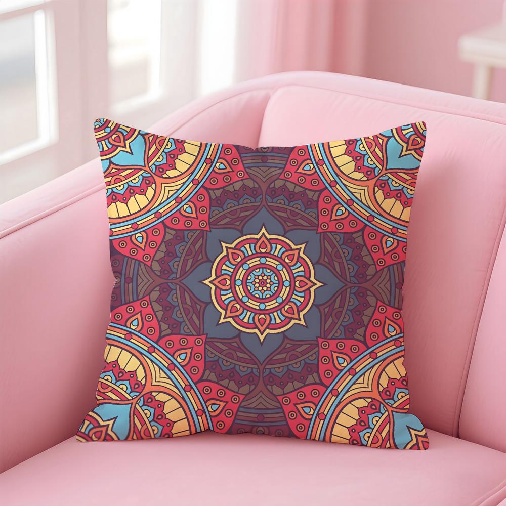 The Splendid Mandala Flower Design Cushion Cover Pillow Case Soft Skin Friendly Fabric Concealed Zipper