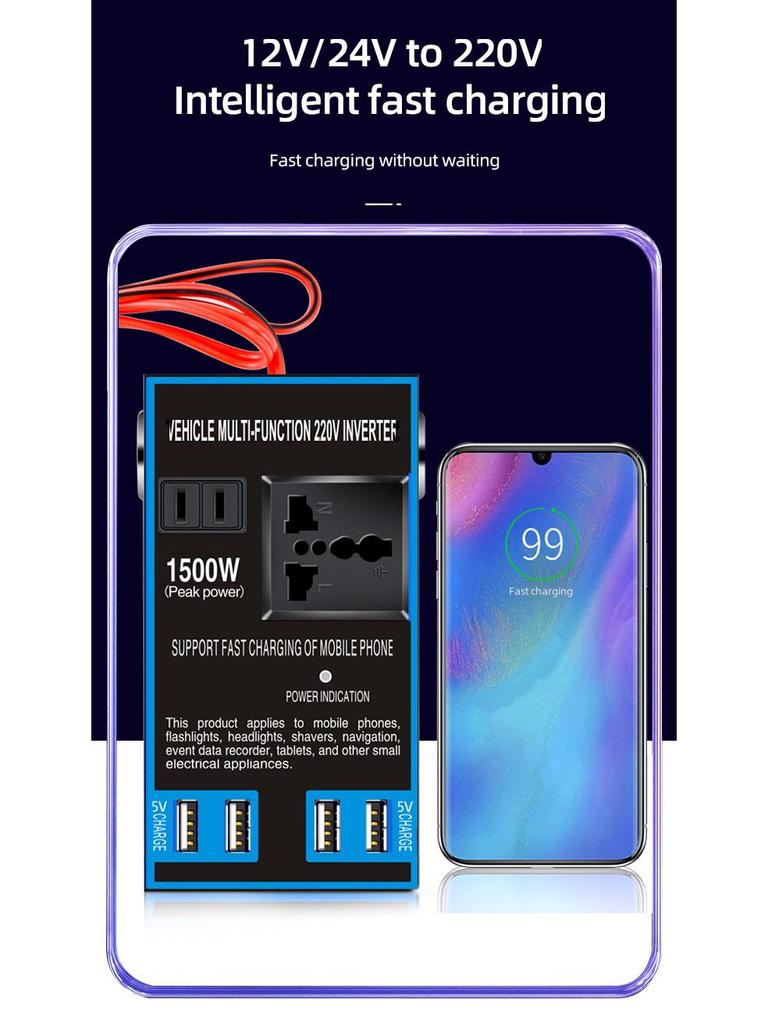 High-Power Car Inverter: 12V/24V To 220V Truck Charger Transformer