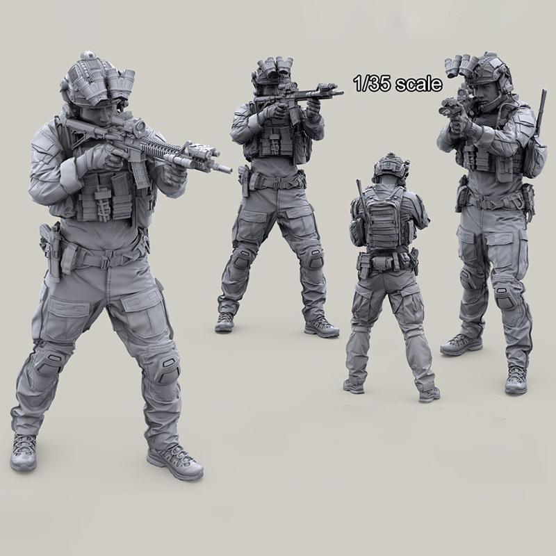 1/35 Resin Model Figure Kits GK  Six People No MotorcycleMilitary Theme Unassembled And Unpainted 136RBL