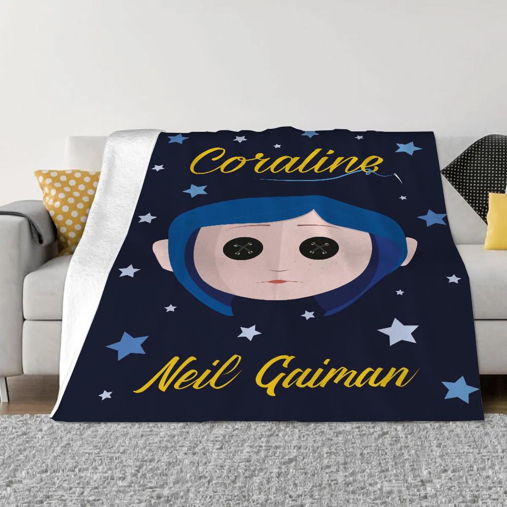Coraline Fleece Blanket King Size Fluffy Soft Blankets & Throws Bed Throw Home Interior Microfiber Bedding Knitted Plaid Knee &