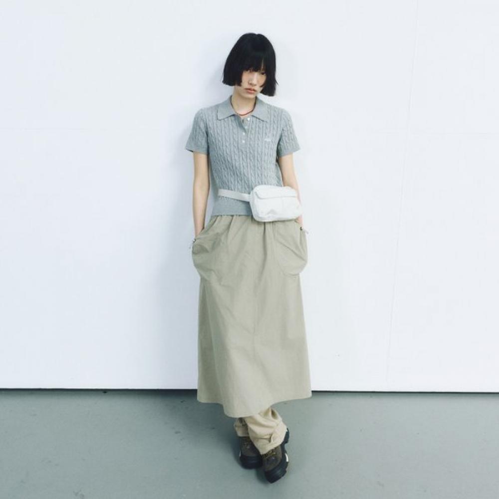 Kangol Women S Cable Polo Knit Melange Grey 1917 SS