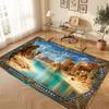 Mountain Landscape Theme Crystal Velvet Floor Rug Personalized Custom Name Text Warm Carpet Home Decoration