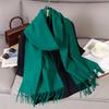 צעיף צמר חורפי לנשים צעיפי קשמיר ארוכים וחמימים חיג'אב צעיף של נשים בצבע אחיד פשמינה בנדנה צעיפי ראש חדש
