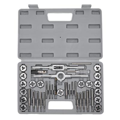 40 Piece SAE Tap and Die Set 4 To 1 2 Inch Alloy Steel Unc Cool UNF FINE NPT Threads Threading Tool Kit