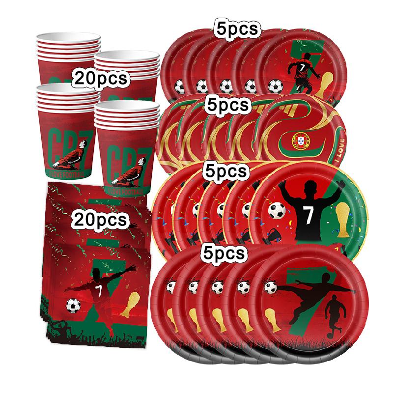 New CR7 Birthday Decoration Soccer Superstar Party Supplies Football Party Favors Tablecloth Plate Paper Cup Backdrop