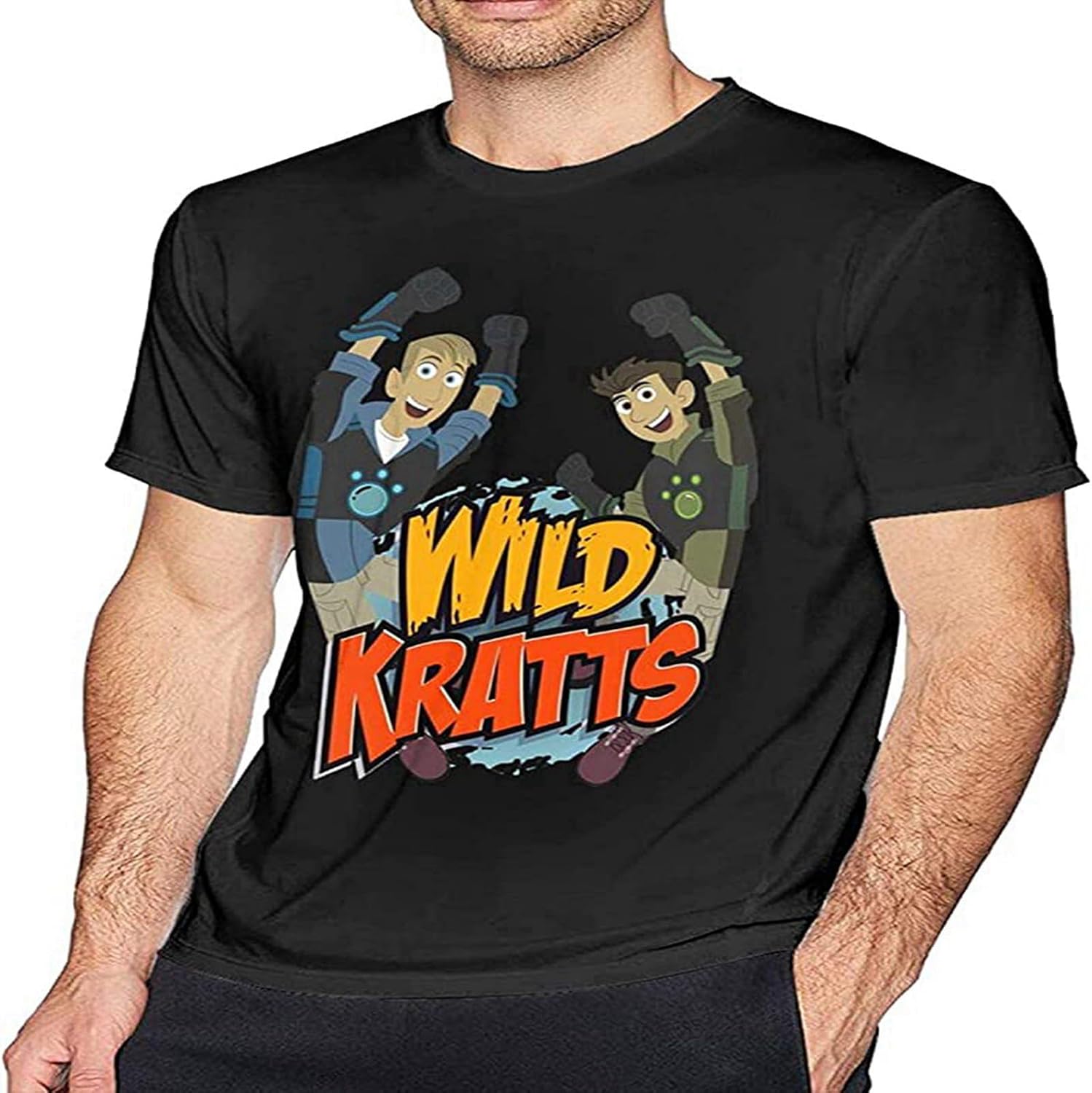 Men s Wild Kratts T Shirt Short Sleeve Graphic O Neck Graphic Novelty Stylish Tee Tops Black M чёрный