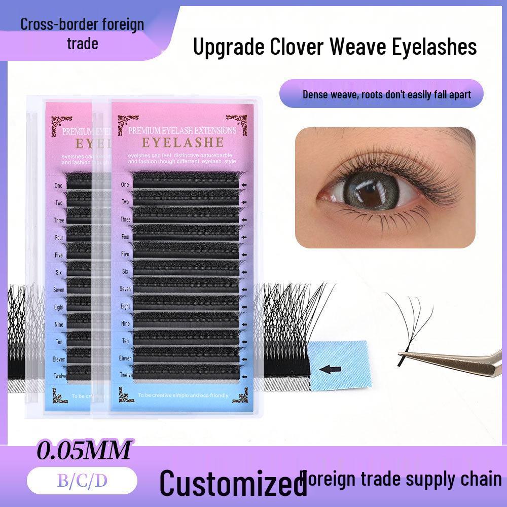 

Clover Mesh Weave Eyelashes 0.05, Rootless, Natural Look Grafted Lashes 0.05 D Curl