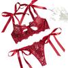 Soutien-gorge push-up élégant en dentelle française et ensemble de lingerie avec nœud papillon