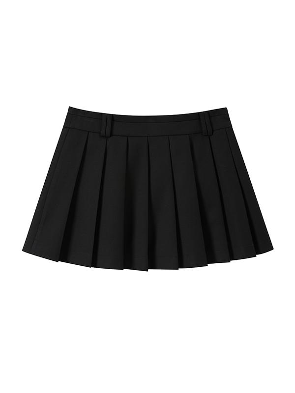 KIRSH Classic Pleated Mini Skirt [Black]