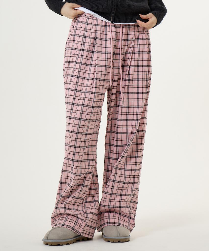 UNBEKANNTER PLANET Check Elastische Taille Hose Rosa