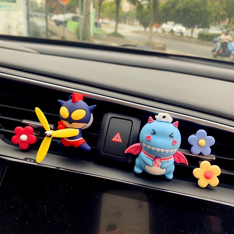 Creative Car Decor Air Vent Ultraman And Little Monster Dinosaur Car Aromatherapy Clip Cartoon Style Blue Dragon