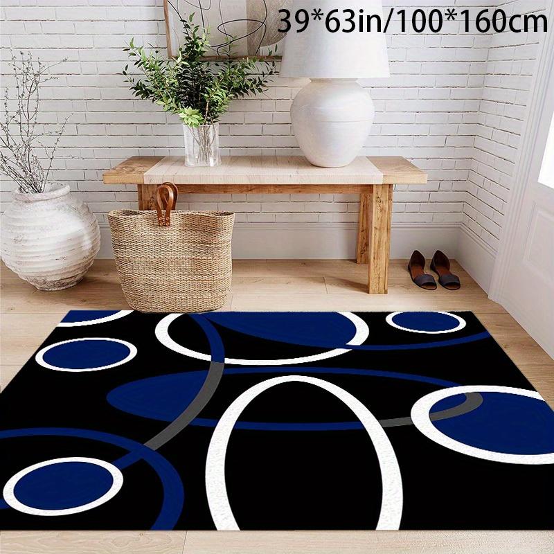 

Modern Geometric Blue Circle Line Area Mat - Soft, Machine Washable, Non-Slip Backing for Living Room, Bedroom, Perfect for Holidays and Everyday Use 100cm x 150cm