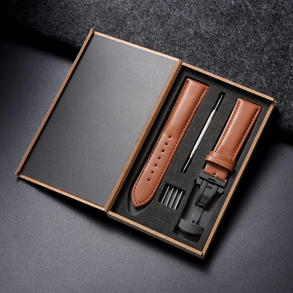 14mm 16mm 18mm 20mm 22mm 24mm Genuine Leather Watchband Watch Strap Butterfly Buckle for Men Women Business with Box Wrist Belt