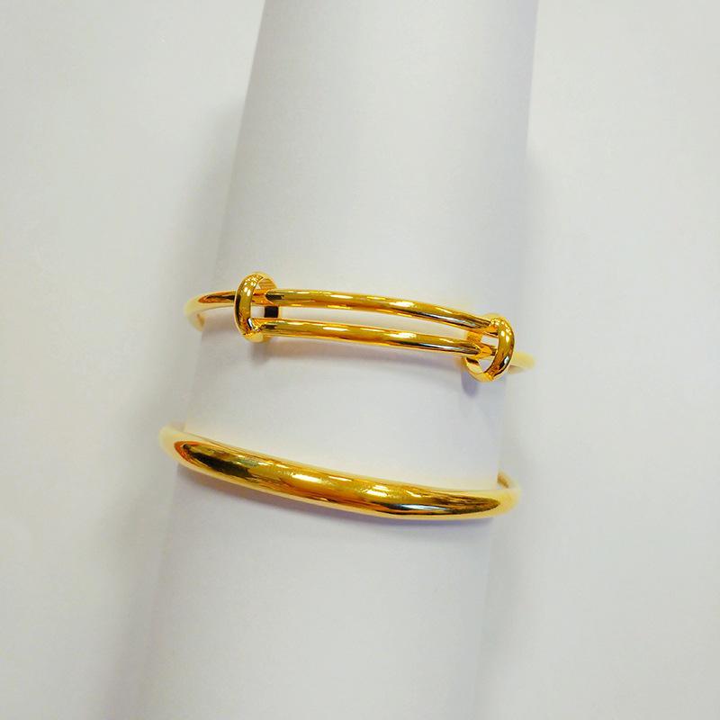 Gold Sand Adjustable Baby Bracelet - Smooth Ring Design for Children