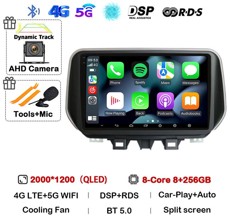 Android 14 Carplay Auto WIFI+4G For Hyundai Tucson IX35 2018 2019 2020 Car Radio Stereo Multimedia Player GPS BT 360 Camera DSP