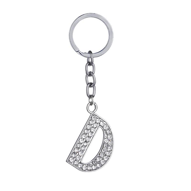 Fashion Charm 26 English Letters A-Z Alphabet Keychains Car Bag Crystal Rhinestones Alloy Name Key Chains Jewelry