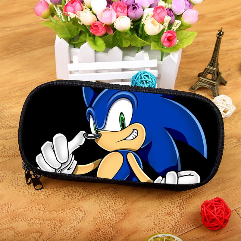 Sonic The Hedgehog Large Capacity Pencil Case With Nylon Material For School Supplies