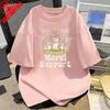Orso Fungo e Fantasia Testuale Stile Casual T-shirt in Cotone Estate Retro Carina Moda Tendenza Maglietta Vestiti Kawaii Vestiti per Donne