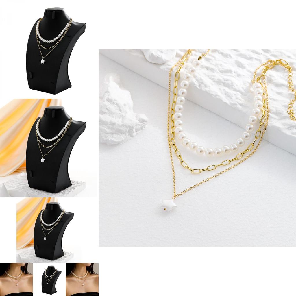 Contemporary Five-point Star Necklace With Dazzling Pearl Beads For Fashion-forward Women